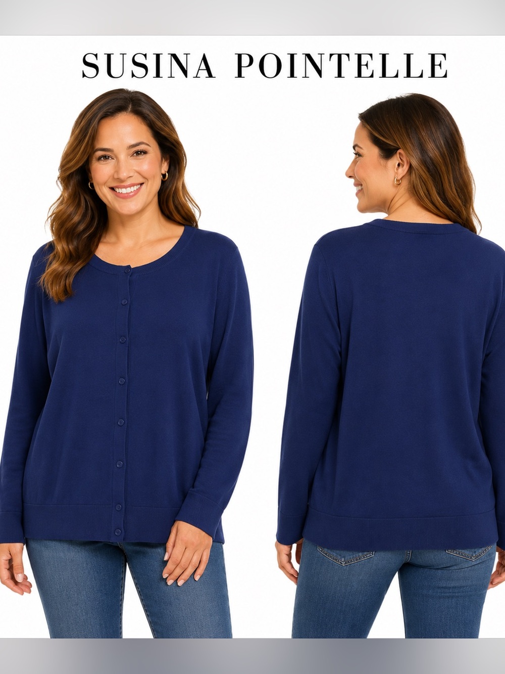 Susina Pointelle Button Front Cardigan NWT Large